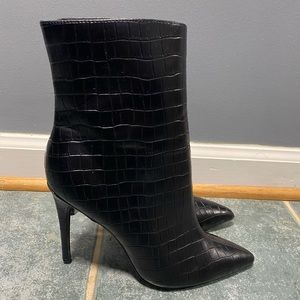Faux Croc Leather Stiletto Booties